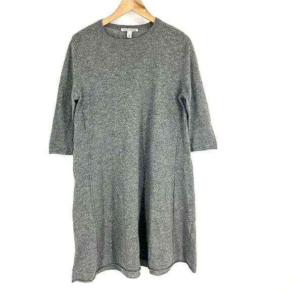 Autumn Cashmere Sweater Dress Size Medium Gray Knit Twirl Long Sleeve A Line - Picture 1 of 7